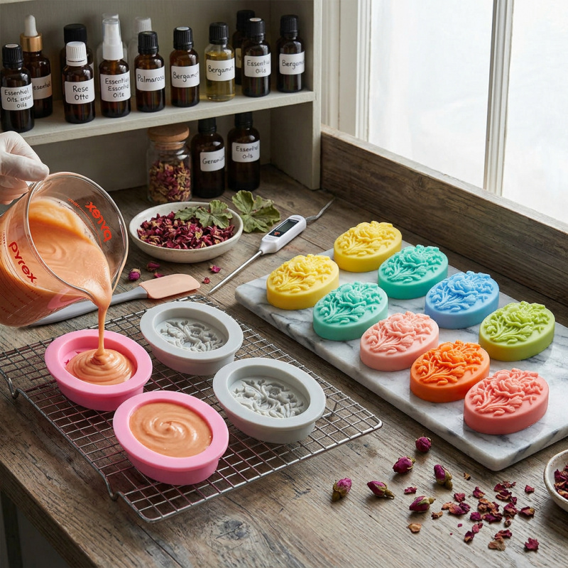 4 siliconenvormen met bloemvor - Soap Making Bar recensie en prijs