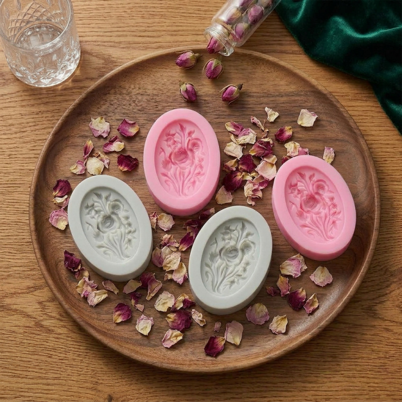 4 siliconenvormen met bloemvor - Soap Making Bar recensie en prijs