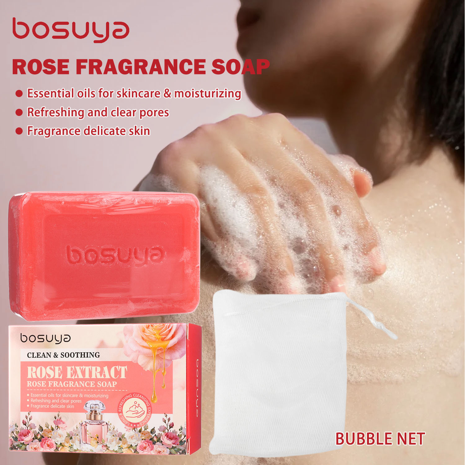Rozenzeep, zeep voor lichaam e - Essential Oil Soap recensie en prijs