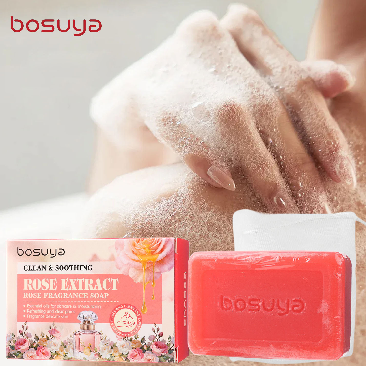 Rozenzeep, zeep voor lichaam e - Essential Oil Soap recensie en prijs